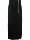 P.a.r.o.s.h Black Zip-up Straight Wool Skirt In Black