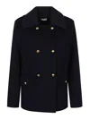 P.a.r.o.s.h Parosh Pure Wool Blazer With Gold Button Accents And Ribbed Knit Collar In Multi