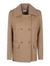 P.a.r.o.s.h Parosh Pure Wool Jacket With Gold Button Closure And Ribbed Knit Collar In Animal Print