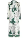 P.a.r.o.s.h Parosh Flower Print Silk Satin Blazer In Green