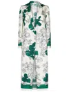 P.a.r.o.s.h Parosh Flower Print Silk Satin Blazer In Green