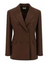 P.a.r.o.s.h Double Breasted Blazer Structured Shoulders In Brown