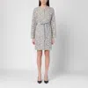 P.a.r.o.s.h Floral Lace Long Sleeve Belted Jacket In Gray