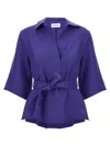 P.a.r.o.s.h Purple Blitz Belted Blouse In Blue