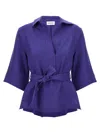 P.a.r.o.s.h Purple Blitz Belted Blouse In Blue