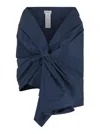 P.a.r.o.s.h Blue Asymmetric Cape With Knot Detail In Blue