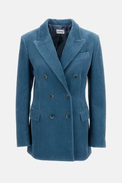 P.A.R.O.S.H WOMEN BLUE CORDUROY BLAZER, L LUXURY BLAZERS FOR WOMEN DARVEYS