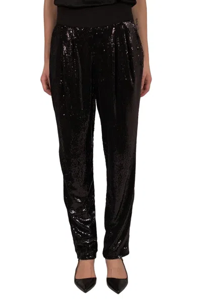 P.a.r.o.s.h Blue Cotton-blend Straight-leg Pants In Black