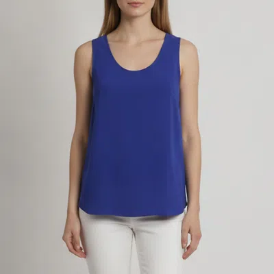 Pre-owned P.a.r.o.s.h Blue Crepe Sleeveless Scoop Neck Blouse Xs
