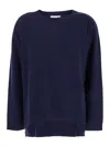 P.a.r.o.s.h Blue Crewneck Sweater With Asymmetric Hem