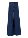 P.a.r.o.s.h Blue Five Pocket Jeans With Logo Patch On The Back In Denim For Women