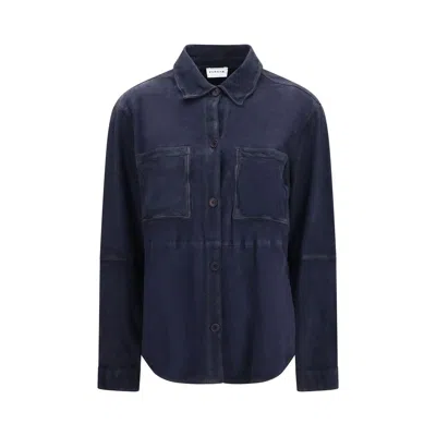 P.a.r.o.s.h P. A.r. O.s. H. Suede Shirt In Blue