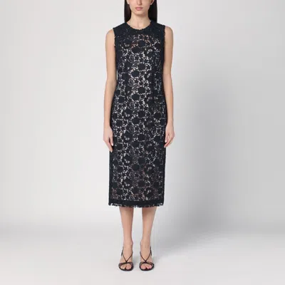 P.a.r.o.s.h Parosh  Blue Lace Midi Dress In Black