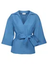 P.a.r.o.s.h Blue Linen And Viscose Blouse In Blue
