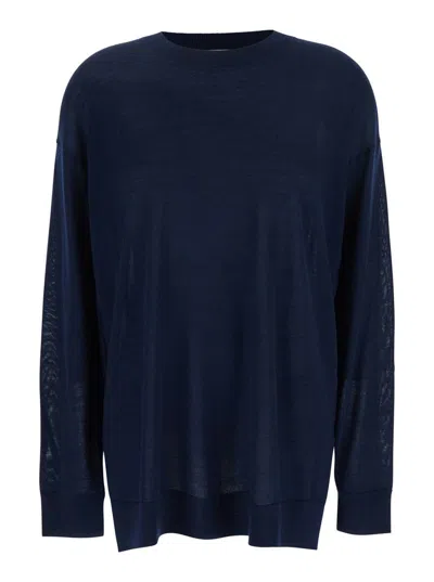P.A.R.O.S.H BLUE LONG-SLEEVED CREWNECK SWEATER