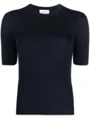 P.a.r.o.s.h Ribbed Short Sleeves Pullover In Blue