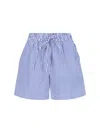 P.a.r.o.s.h Cotton Shorts Elastic Waistband Vertical Stripes In Blue