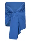 P.a.r.o.s.h Draped Floral Knot Midi Open Rectangle Wrap In Blue