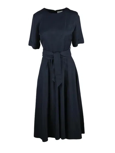 P.a.r.o.s.h Blue Viscose Linen Women's Dress In Black
