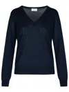 P.a.r.o.s.h Parosh Leila Knitted V-neck Long-sleeve Top In Blue