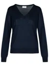 P.a.r.o.s.h Parosh Leila Knitted V-neck Long-sleeve Top In Blue