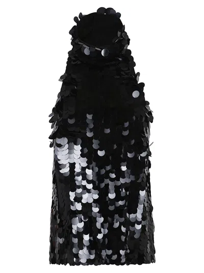 P.a.r.o.s.h Halter Neck Sequin Embellished Sleeveless Top In Black