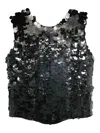 P.a.r.o.s.h Crew Neck Sequin Embellished Blouse With Keyhole In Negro