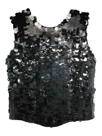 P.A.R.O.S.H GLASS SEQUIN EMBELLISHED BLOUSE