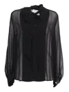P.a.r.o.s.h Blusa In Georgette Con Fiocco In Black