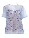 P.a.r.o.s.h . Sheer Floral Embroidered Overlay Blouse In Multi