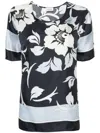 P.a.r.o.s.h Stevia Print Silk Blouse In Blue
