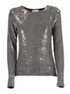 P.a.r.o.s.h Sequin-embellished Long-sleeve T-shirt In Gray