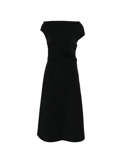P.a.r.o.s.h Midi Dress A Line Silhouette Ruching In Black