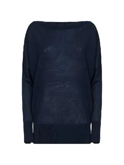 P.a.r.o.s.h Boat-neck Long-sleeve Sweater In Blue