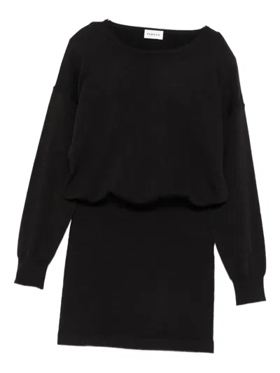 P.a.r.o.s.h Boat-neck Mini Dress In Black