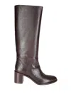 P.a.r.o.s.h Mid-heeled Leather Boots With Minimalist Design In Brown