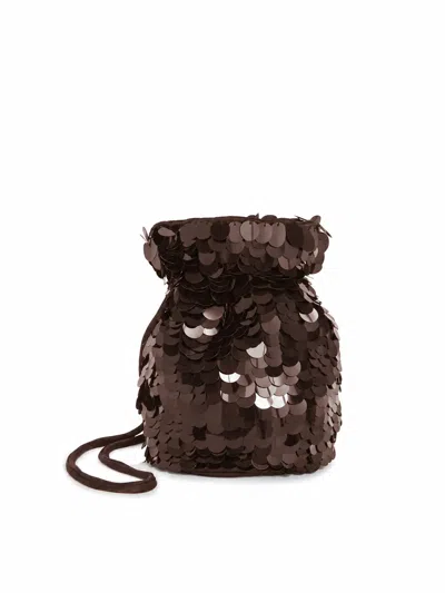 P.a.r.o.s.h Sequin-embellished Bucket Bag In Brown