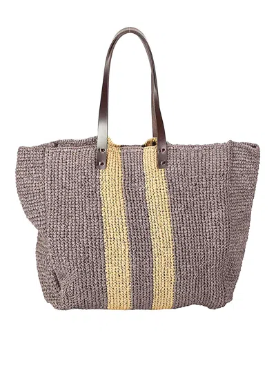 P.a.r.o.s.h Borsa Raffia C/manici Pelle In Brown