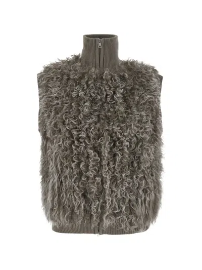 P.a.r.o.s.h Bouclé-texture Sleeveless Jacket In 그레이