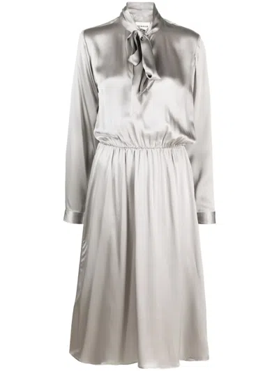 P.a.r.o.s.h Bow-collar Silk Midi Dress In Grey