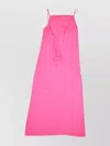 P.a.r.o.s.h Bow Detail Midi Length Spaghetti Straps Dress In Pink
