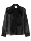 P.a.r.o.s.h Bow-detail Sheer Blouse In Black