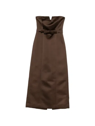 P.a.r.o.s.h Bow-detail Strapless Maxi Dress In Brown
