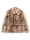 P.a.r.o.s.h Boxy Lambskin Jacket With Plush Fur Exterior And Leather Interior In Brown