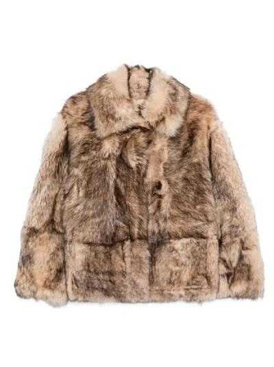 P.A.R.O.S.H BOXY LAMBSKIN JACKET WITH PLUSH FUR EXTERIOR AND LEATHER INTERIOR