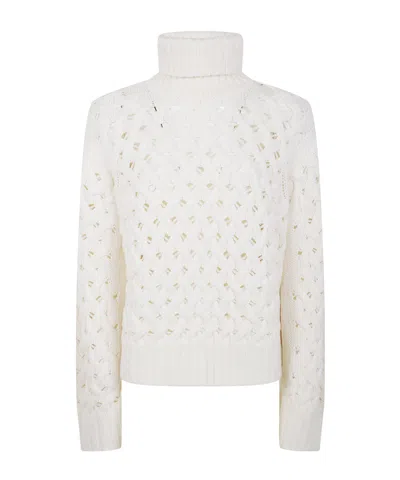 P.a.r.o.s.h Braided Turtleneck Sweater In White