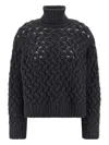 P.a.r.o.s.h Braided Wool High-neck Sweater In Black