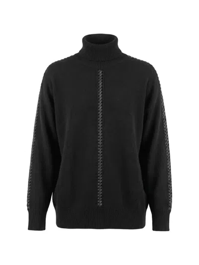 P.a.r.o.s.h Braided-detail Roll-neck Sweater In Black