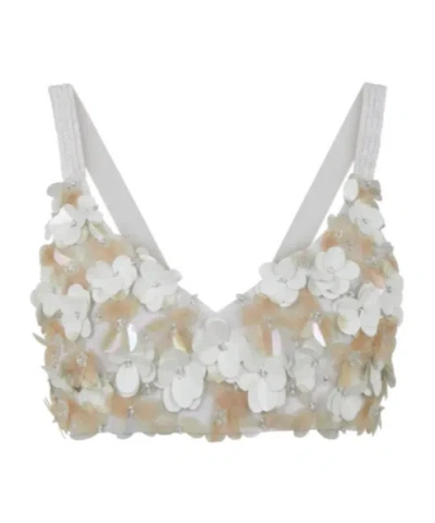 P.a.r.o.s.h Bralette With Flowers Embroidery In White