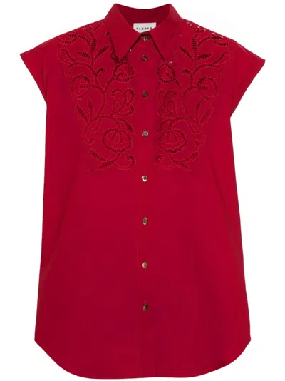 P.a.r.o.s.h Broderie-anglaise Cotton Shirt In Red